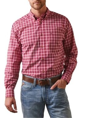 Ariat Pro Series Red Plaid Button Down Shirt XL